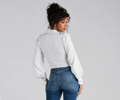 Sultry For Me Tie-Front Collared Top
