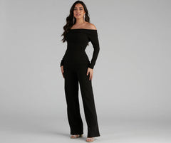 First Class Crepe Off-The-Shoulder Jumpsuit