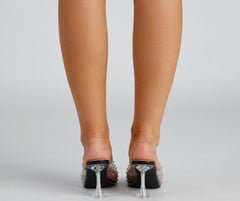 Clear Trends Rhinestone Lucite Heel Mules