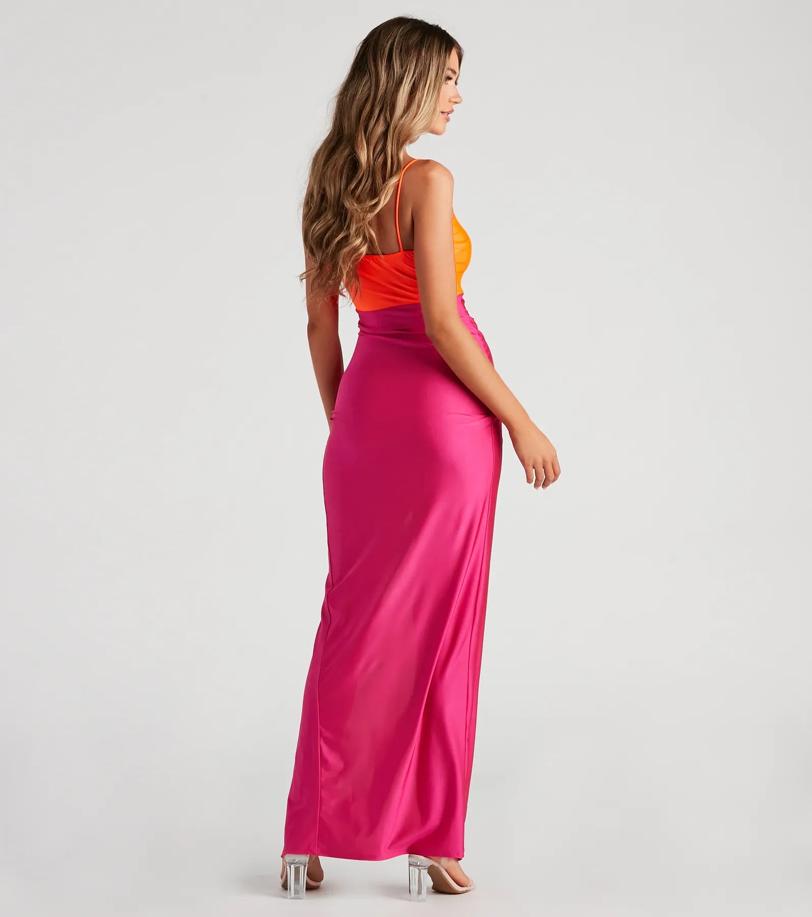 Denise Formal Square Neck Slit Dress