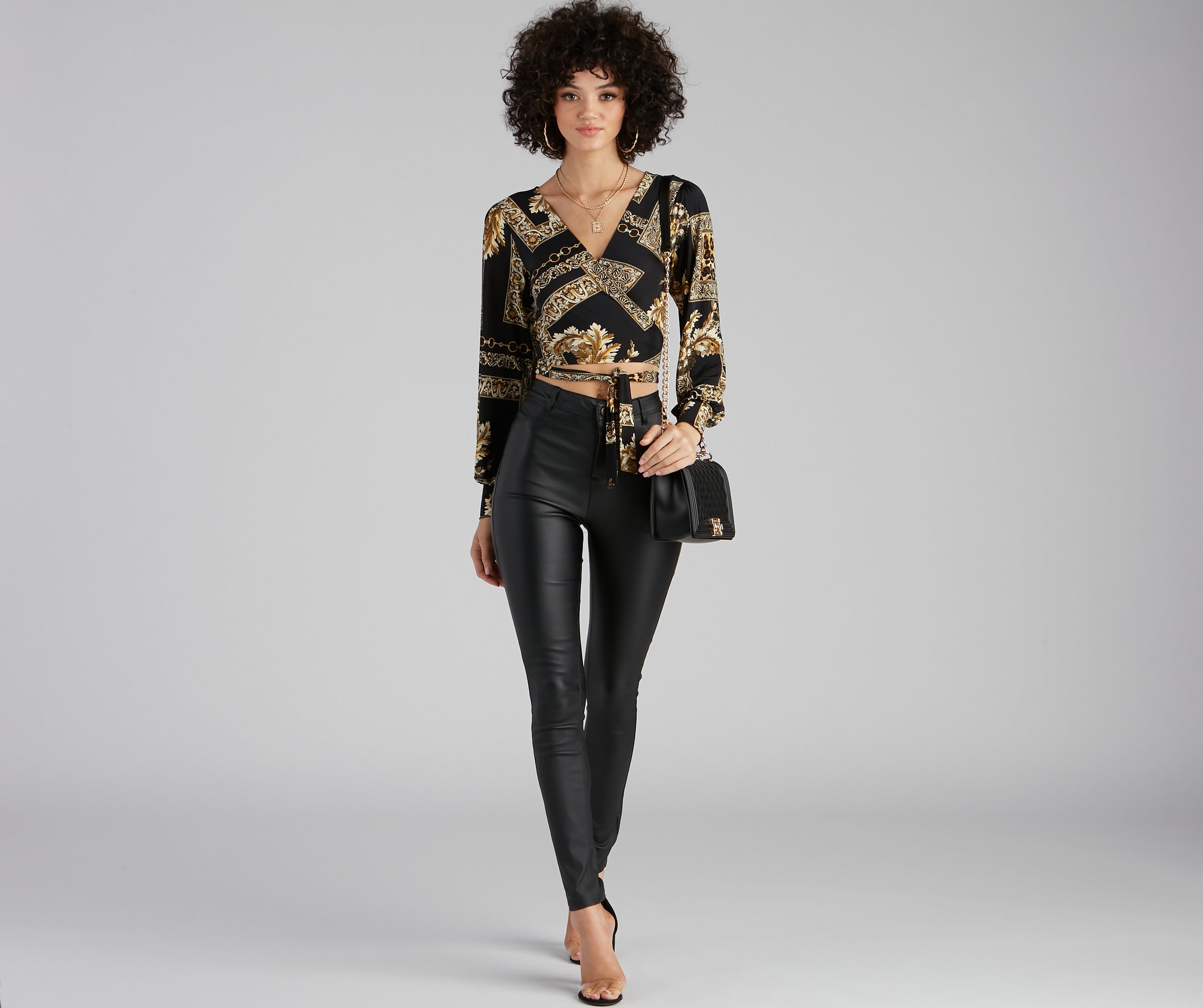 Royal Wraps Scroll Cheetah Print Top