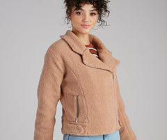 Cozy Always Faux Sherpa Moto Jacket