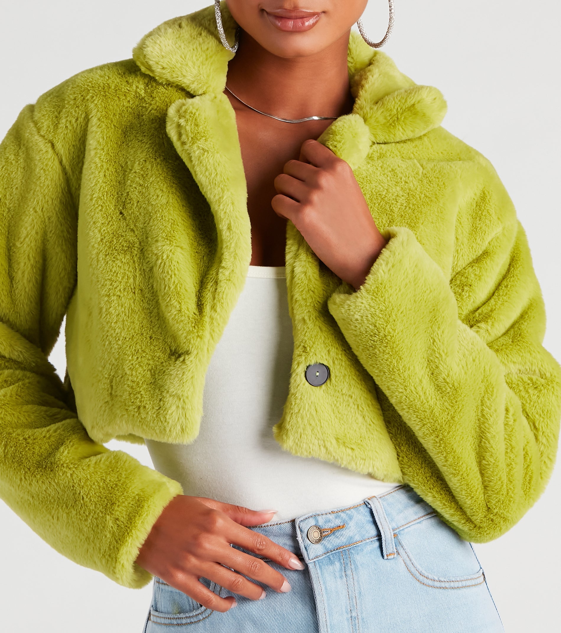 So Fluffy Faux Fur Crop Blazer
