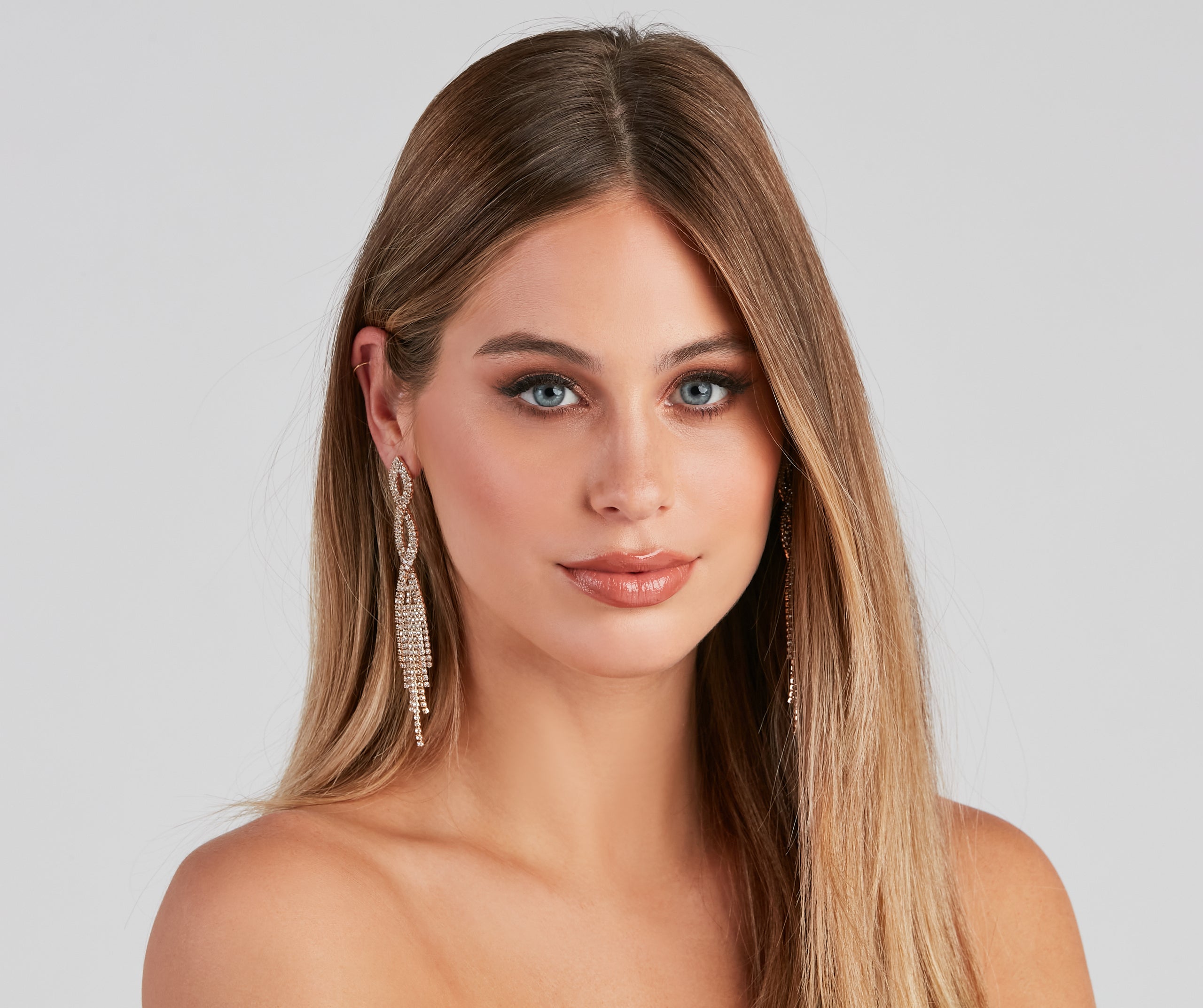 Rhinestone Twist Duster Earrings