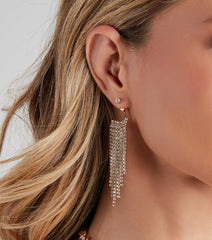 Glitzy Rhinestone Fringe Earrings