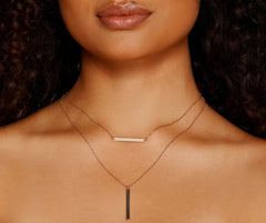 Understated Elegance Bar Pendant Layered Necklace