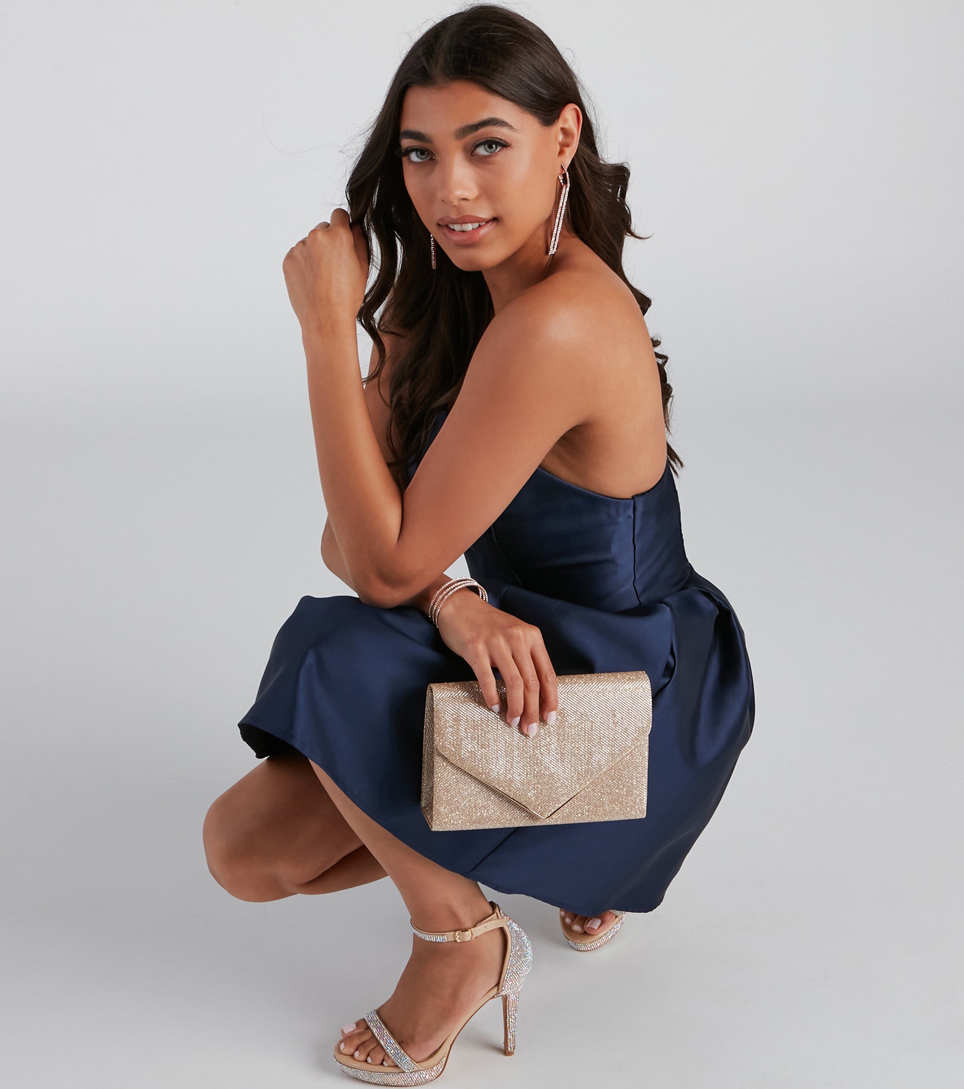 Glitter Mesh Envelope Crossbody