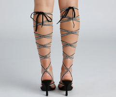 All About Glam Rhinestone Lace-Up Stiletto Heels