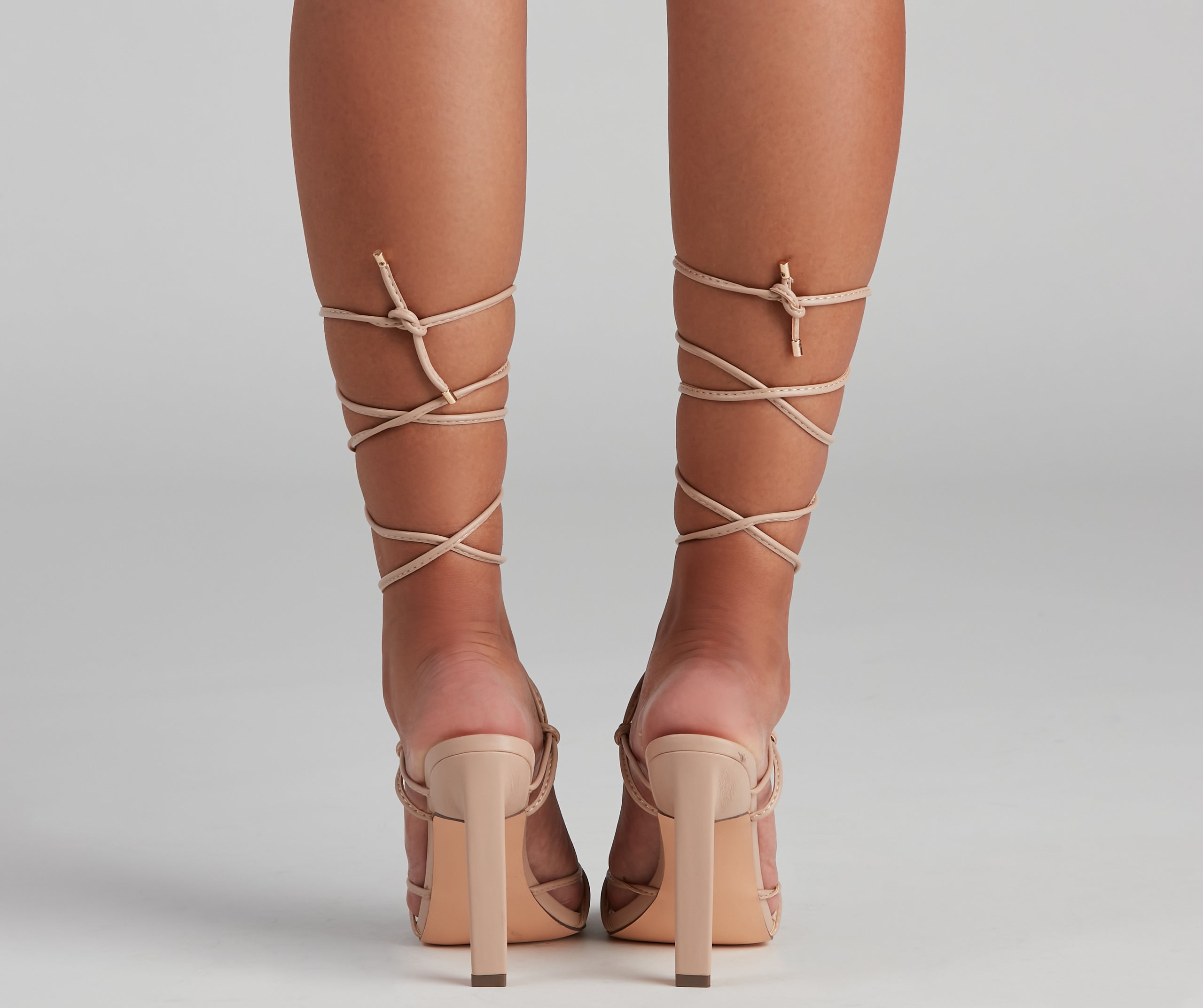 Strap Up PU Knotted Block Heels