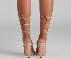 Strap Up PU Knotted Block Heels