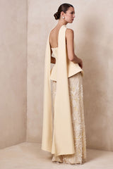 Lorna | Lemon Bandeau Maxi Dress With Scarf